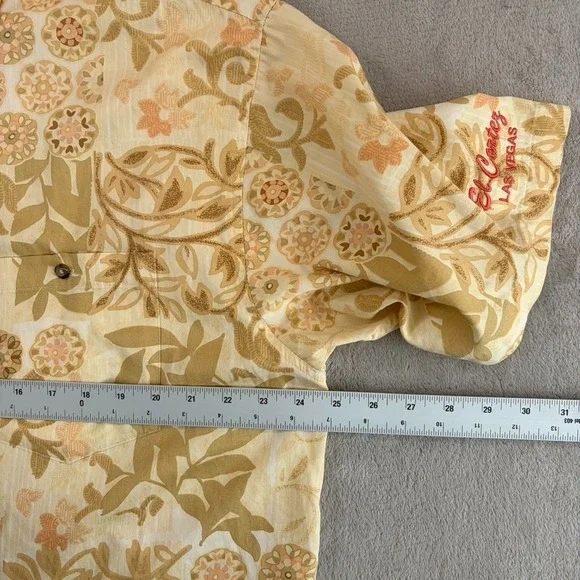 Vintage Bamboo Cay Hawaiian x El Cortez Las Vegas Shirt Men Large Beige Floral - Picture 7 of 9